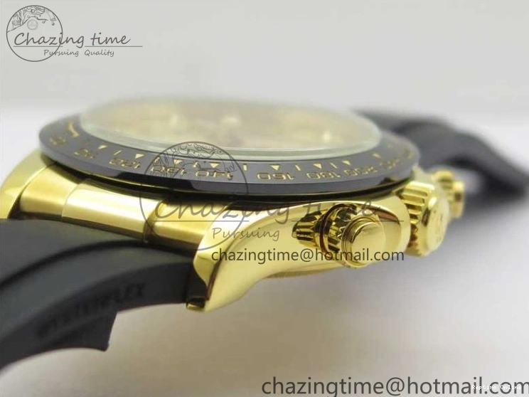 0412 Daytona 116518 Noob 1:1 Best Edition YG Plated 904L SS Case Goid Diamonds Dial on Black Rubber Strap SA4130 V4 (Free Extra Strap) Versatile 2587